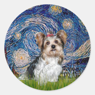 Yorkshire Terrier (Biewer) - Sternennacht Runder Aufkleber