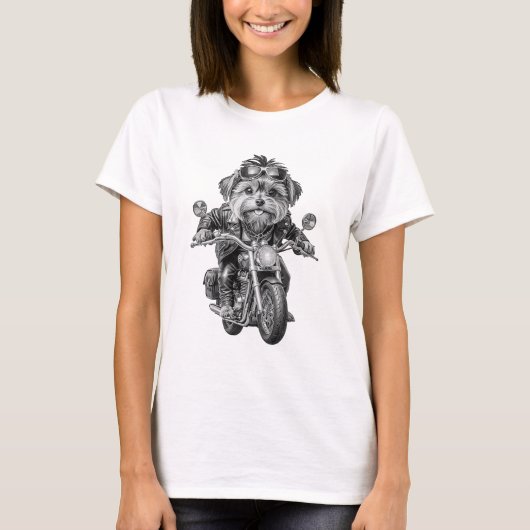 Yorkshire Terrier Biker T-Shirt (Vorderseite)