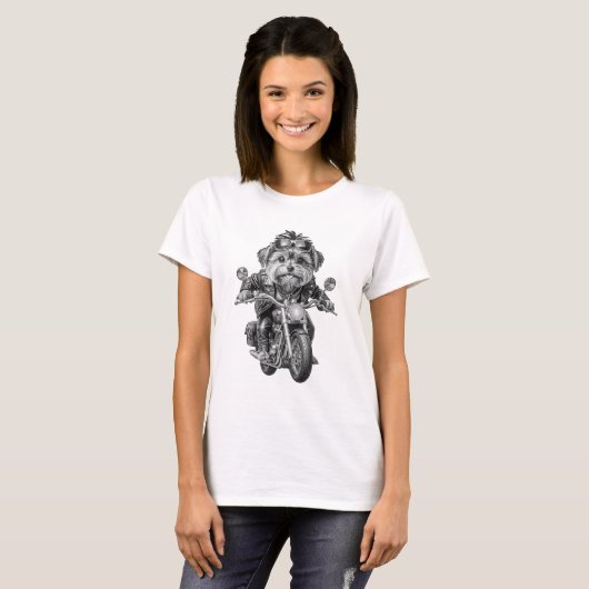 Yorkshire Terrier Biker T-Shirt (Vorne ganz)