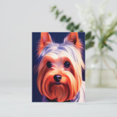 Yorkshire Terrier Blue Portrait 003 Postcard Postkarte (Stehend Vorderseite)
