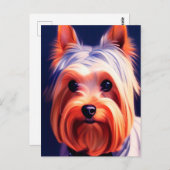 Yorkshire Terrier Blue Portrait 003 Postcard Postkarte (Vorne/Hinten)