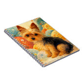 Yorkshire Terrier Blumige Kunst Notizblock (Rechte Seite)