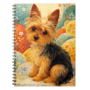 Yorkshire Terrier Blumige Kunst Notizblock