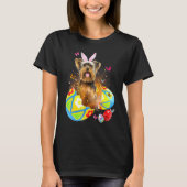 Yorkshire Terrier Bunny Ear Eggs Hunt Ostercostu T-Shirt (Vorderseite)