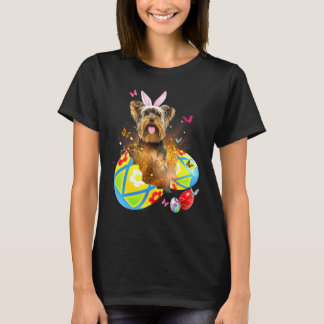 Yorkshire Terrier Bunny Ear Eggs Hunt Ostercostu T-Shirt