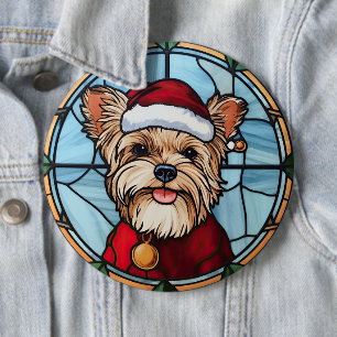 Yorkshire Terrier Buntglas Weihnachten Button