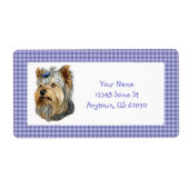 Yorkshire Terrier Bust Blue Bow Labels (Vorne)