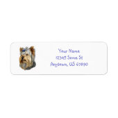 Yorkshire Terrier Bust Blue Bow Labels (Vorne)