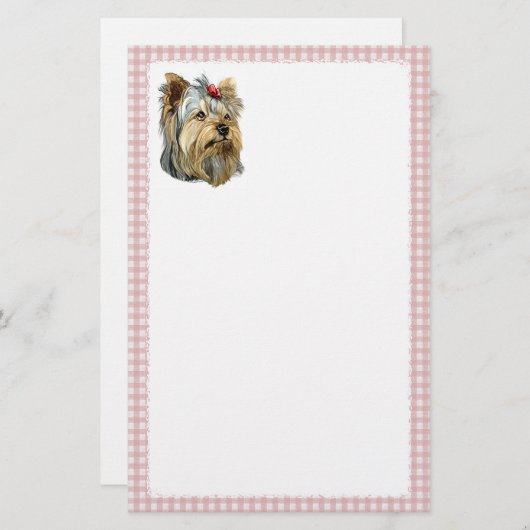 Yorkshire Terrier Bust Red Bow Briefpapier (Vorne/Hinten)