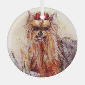Yorkshire Terrier by Hevener Glass Ornament Aus Glas (Vorderseite)