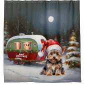 Yorkshire Terrier Caravan Christmas Adventure Duschvorhang (Vorderseite)