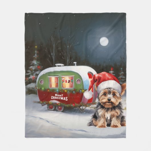 Yorkshire Terrier Caravan Christmas Adventure Fleecedecke (Vorderseite)