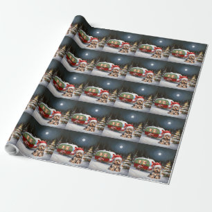 Yorkshire Terrier Caravan Christmas Adventure Geschenkpapier