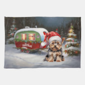 Yorkshire Terrier Caravan Christmas Adventure Geschirrtuch (Horizontal)