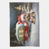 Yorkshire Terrier Caravan Christmas Adventure Geschirrtuch (Vertikal)