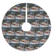 Yorkshire Terrier Caravan Christmas Adventure Polyester Weihnachtsbaumdecke (Vorderseite)