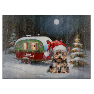 Yorkshire Terrier Caravan Christmas Adventure Schneidebrett