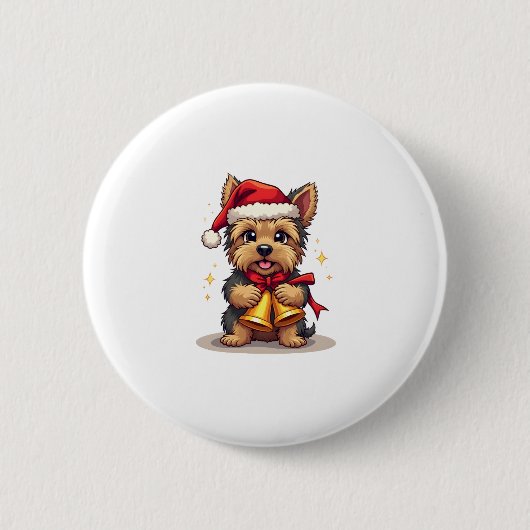 Yorkshire Terrier Christmas Bells Button (Vorderseite)