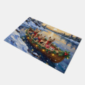 Yorkshire Terrier Christmas Boat Holiday Fußmatte (Schrägansicht)