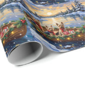 Yorkshire Terrier Christmas Boat Holiday Geschenkpapier (Rolleneckpunkt)