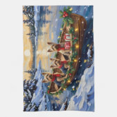 Yorkshire Terrier Christmas Boat Holiday Geschirrtuch (Vertikal)