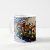 Yorkshire Terrier Christmas Boat Holiday Kaffeetasse (Vorderseite Links)