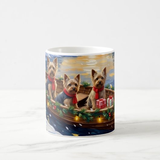 Yorkshire Terrier Christmas Boat Holiday Kaffeetasse (Mittel)