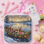 Yorkshire Terrier Christmas Boat Holiday Pappteller (Party)