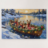 Yorkshire Terrier Christmas Boat Holiday Puzzle (Horizontal)