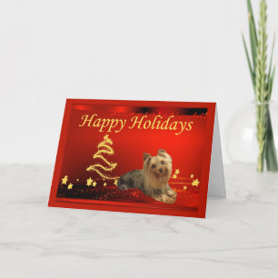Yorkshire Terrier Christmas Card Stars Feiertagskarte