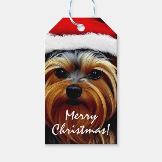 Yorkshire Terrier Christmas Geschenkanhänger (Vorderseite)