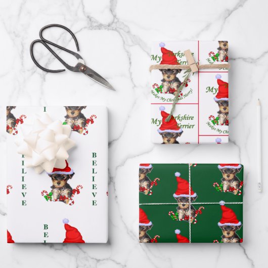 Yorkshire Terrier Christmas Geschenkpapier Set (Vorderseite)