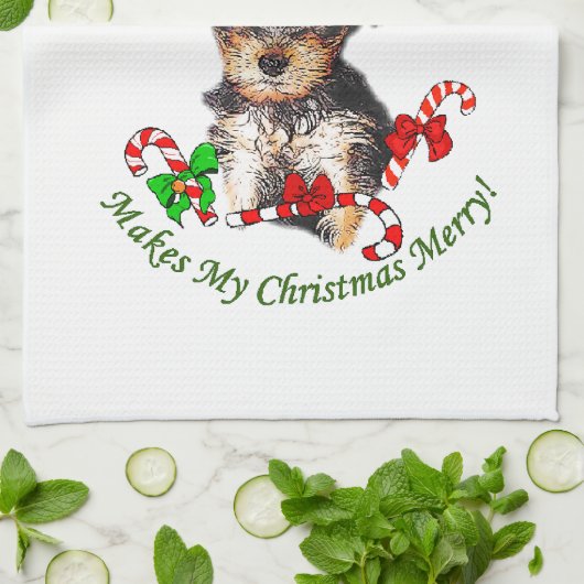 Yorkshire Terrier Christmas Geschirrtuch (Gefaltet)