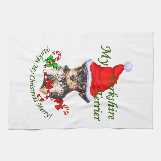 Yorkshire Terrier Christmas Geschirrtuch (Horizontal)
