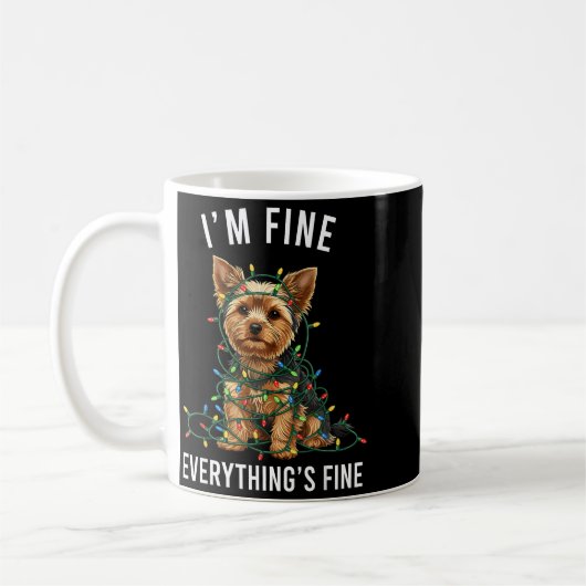 Yorkshire Terrier Christmas I'm Fine Everything Is Kaffeetasse (Links)