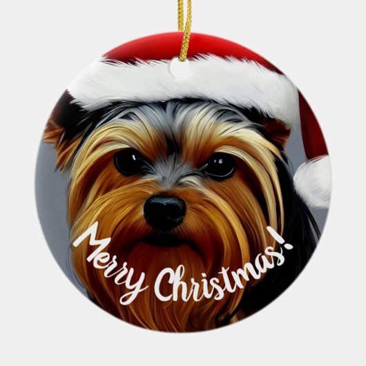 Yorkshire Terrier Christmas Keramik Ornament (Vorne)