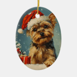Yorkshire Terrier Christmas Keramik Ornament