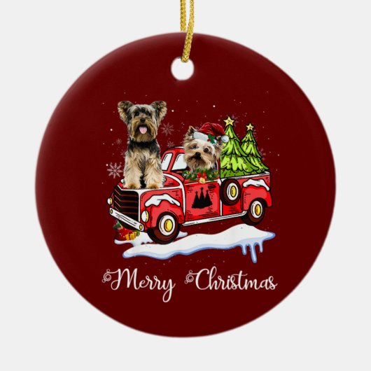 Yorkshire Terrier Christmas Keramik Ornament (Vorne)