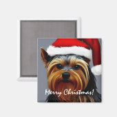 Yorkshire Terrier Christmas Magnet (Vorderseite/Rückseite)