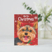 Yorkshire Terrier Christmas Postkarte (Stehend Vorderseite)