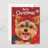 Yorkshire Terrier Christmas Postkarte (Vorne/Hinten)