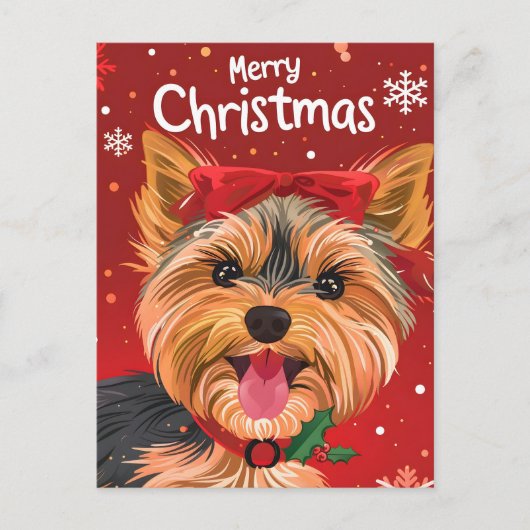 Yorkshire Terrier Christmas Postkarte (Vorderseite)