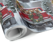 Yorkshire Terrier Christmas Red Truck Holiday Gift Geschenkpapier (Rolleneckpunkt)