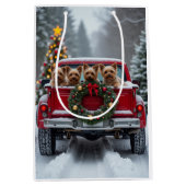 Yorkshire Terrier Christmas Red Truck Holiday Gift Mittlere Geschenktüte (Vorderseite)