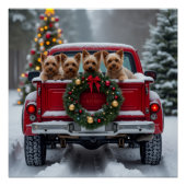 Yorkshire Terrier Christmas Red Truck Holiday Gift Poster (Vorderseite)