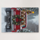 Yorkshire Terrier Christmas Red Truck Holiday Gift Puzzle (Horizontal)