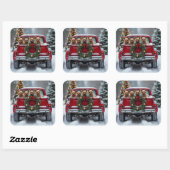 Yorkshire Terrier Christmas Red Truck Holiday Gift Quadratischer Aufkleber (Blatt)