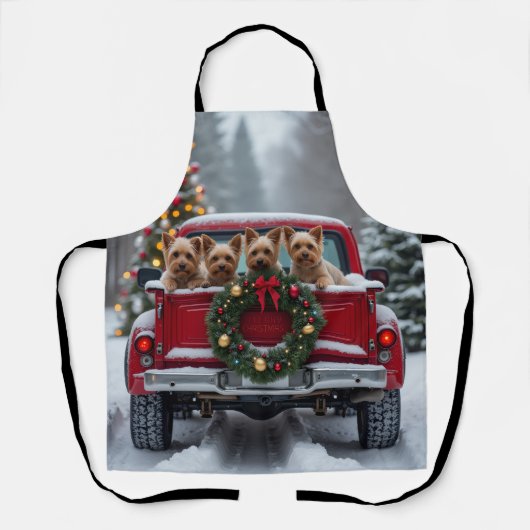 Yorkshire Terrier Christmas Red Truck Holiday Gift Schürze (Vorderseite)