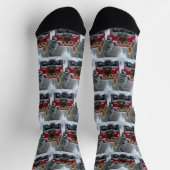 Yorkshire Terrier Christmas Red Truck Holiday Gift Socken (Oben)