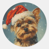Yorkshire Terrier Christmas Runder Aufkleber (Vorderseite)